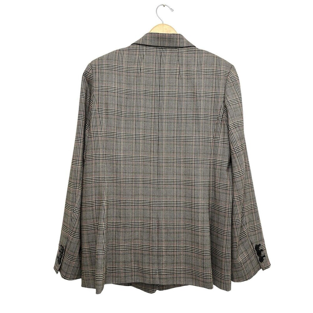 FRAME Double Breasted Plaid Check Multi Boyfriend Blazer Jacket Oversized Preppy - Picture 4 of 9
